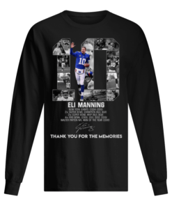 10 Eli Manning New York Giants thank you for the memories Men's Long Sleeved