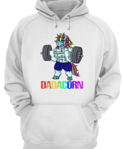 Dadacorn Manly Unicorn Weightlifting Muscle Father Rainbow Dadacorn Unisex Hoodie