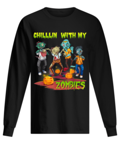 Pumpkin Premium Chillin With My Zombies Halloween Boys Kids Funny Men's Long Sleeved