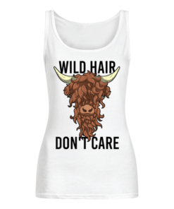 Wild Hair Don’t Care T Shirt Funny Highland Cow Gift Womens Women's Tank Top