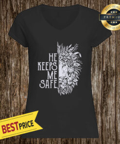 Lion He Keeps Me Safe She Keeps Me Wild Women's V-Neck