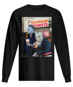 Michael Myers And Jason Voorhees Drink Dunkin' Donuts Men's Long Sleeved