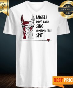 Angels Don’t Sing Sometimes They Spit Llama Heart V-neck