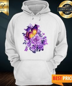 Butterfly Purple Flowers Classic Hoodie