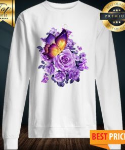 Butterfly Purple Flowers Classic Sweatshirt