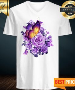 Butterfly Purple Flowers Classic V-neck