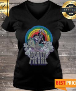 Death Metal Unicorn Reaper Halloween V-neck