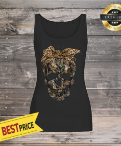 Deer Hunting Camouflage Skull With Leopard Bandana Shirt By Tank Top