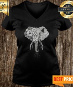 Illustration Elephant With Flower Keys V-neck