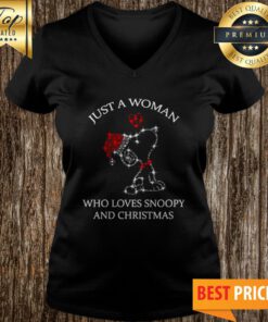 Just A Women Who Loves Snoopy And Christmas Twinkle V-neck