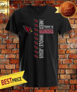 NFL All I Need Today Is A Little Bit Of Arizona Cardinals And A Whole Lot Of Jesus Football Long Sleeve V-neck