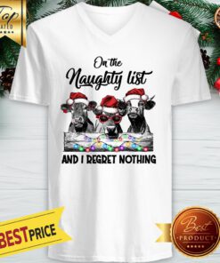Cows Santa On The Naughty List And I Regret Nothing Cattle Baseball V-neck