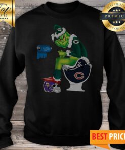 Santa Grinch Green Bay Packers Chicago Bears Detroit Lions Minnesota Vikings Toilet Sweatshirt