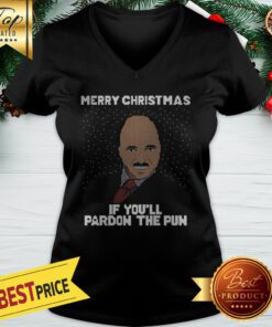 Merry Christmas If You'll Pardon The Pun Ugly Christmas V-Neck