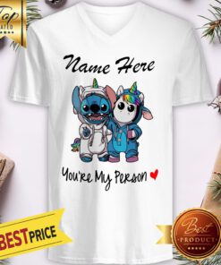 Name Here Stitch & Unicorn You're My Person V-neck