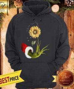 Official Grinch Santa Hand Holding Sunflower Hoodie