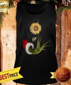 Official Grinch Santa Hand Holding Sunflower Tank Top