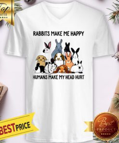 Official Rabbits Make Me Happy Humans Make My Head Hurt V-neck