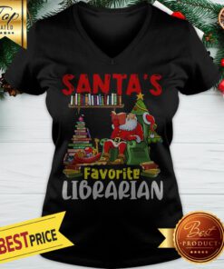 Santa’s Favorite Librarian Christmas Book Lovers V-neck