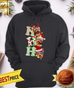 Yorkie Dog Ho Ho Ho Yorkie Christmas With Light Santa Laugh Hoodie