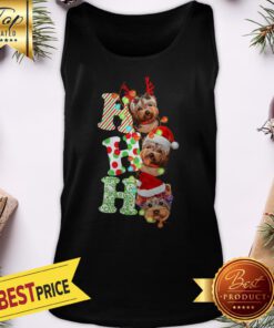 Yorkie Dog Ho Ho Ho Yorkie Christmas With Light Santa Laugh Tank Top