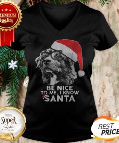 Australian Shepherd Christmas Be Nice To Me I Know Santa V-neck