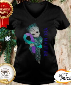 Baby Groot Suicide Prevention Awareness You Matter V-neck