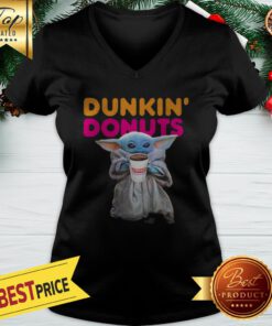 Baby Yoda Holding Dunkin Donuts Star Wars V-neck