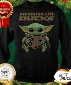Baby Yoda hug Anaheim Ducks Star Wars Mandalorian Sweatshirt