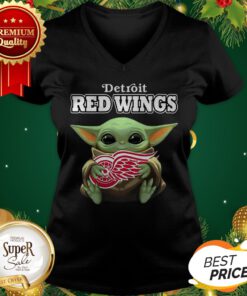 Baby Yoda Hug Detroit Red Wings V-neck