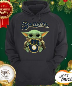 Baby Yoda Hug Milwaukee Brewers Star Wars Mandalorian Hoodie