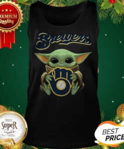 Baby Yoda Hug Milwaukee Brewers Star Wars Mandalorian Tank Top
