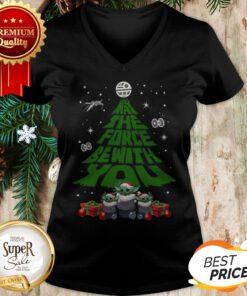 Baby Yoda May The Force Be With With You Christmas Tree V-neck
