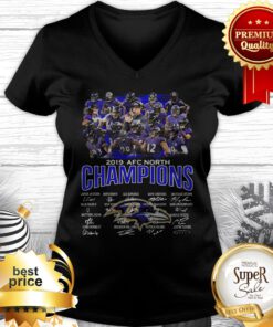 Baltimore Ravens Logo 2019 AFC North Champions All Signature V-neck
