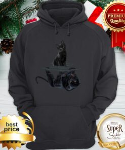 Black Cat Water Reflection Mirror Black Panther Hoodie