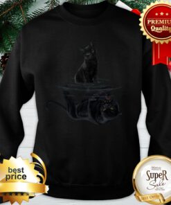 Black Cat Water Reflection Mirror Black Panther Sweatshirt
