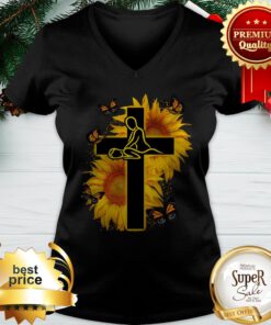 Butterfly Massage Therapist Christ Sunflower V-neck
