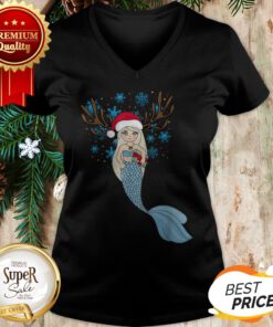 Christmas Mermaids Santa Hat & Reindeer Antlers Gift V-neck