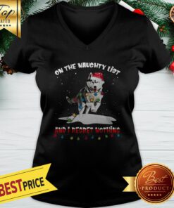 Christmas Wolf Santa On The Naughty List And I Regret Nothing V-neck