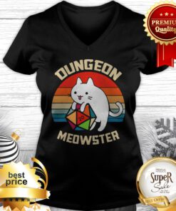Dungeon Meowster Cat Lover D20 Rpg Vintage V-neck