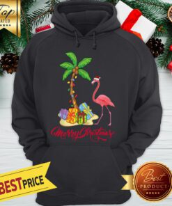 Flamingo Merry Christmas Palm Tree Gifts Hoodie