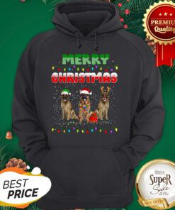 German Shepherd Santa Reindeer Merry Christmas Lights Hoodie