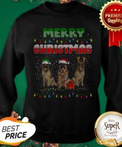 German Shepherd Santa Reindeer Merry Christmas Lights Sweatshirt