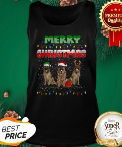 German Shepherd Santa Reindeer Merry Christmas Lights Tank Top