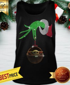 Grinch Hand Holding Baby Yoda Christmas Tank Top