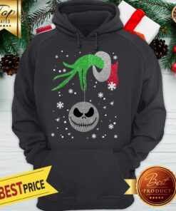 Grinch Hand Holding Jack Skellington Christmas Hoodie