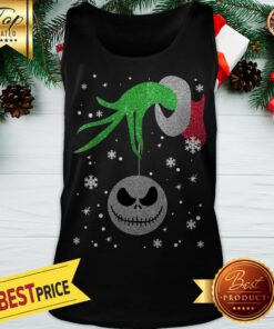 Grinch Hand Holding Jack Skellington Christmas Tank Top