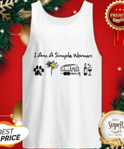 I Am A Simple Woman I Like Dog Sunflower Camping And Wine Tank Top