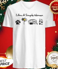 I Am A Simple Woman I Like Dog Sunflower Camping And Wine V-neck