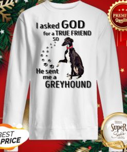 I Asked God For A True Friend So He Sent Me A Greyhound Dog ShirtI Asked God For A True Friend So He Sent Me A Greyhound Dog Sweatshirt